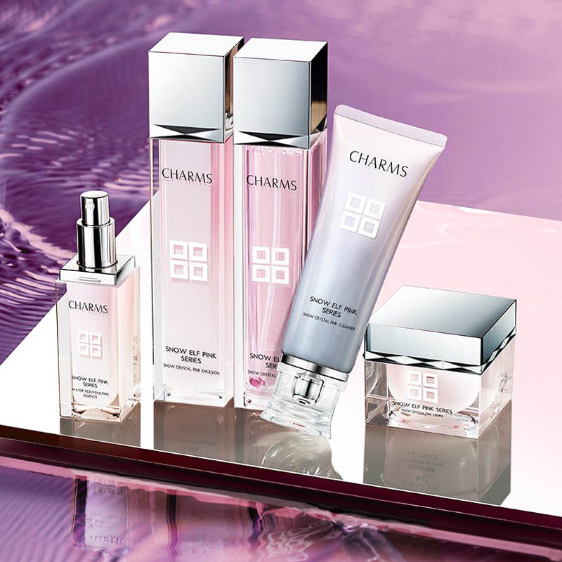 新款婵水雪晶灵粉嫩八件套补水提亮嫩肤防蓝光修护控油淡化痘肌女