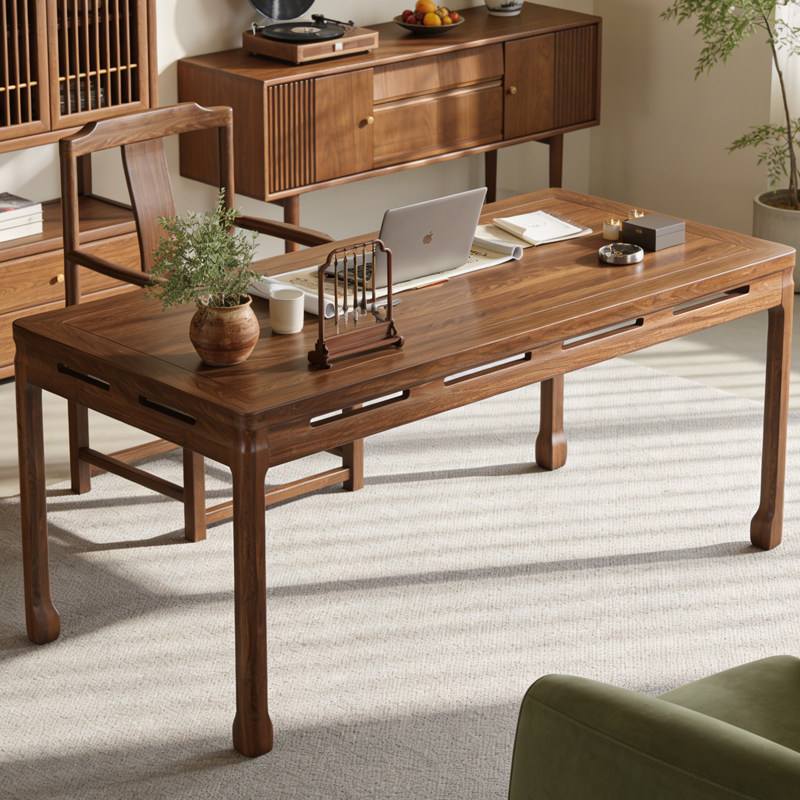 现代简约实木家用办公学习电脑桌书桌胡桃木书桌客厅书房卧室