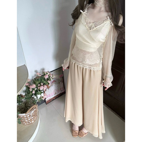 白小云/蕾丝系列和双层裙裤 蕾丝开衫/美背吊带/双层裤裙