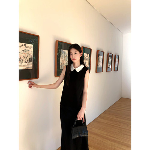 弹力重绉无袖花式上衣/半裙女