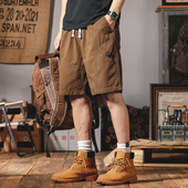 男夏季 短裤 薄款 纯棉五分裤 子 美式 休闲5分潮流百搭直筒裤 复古工装