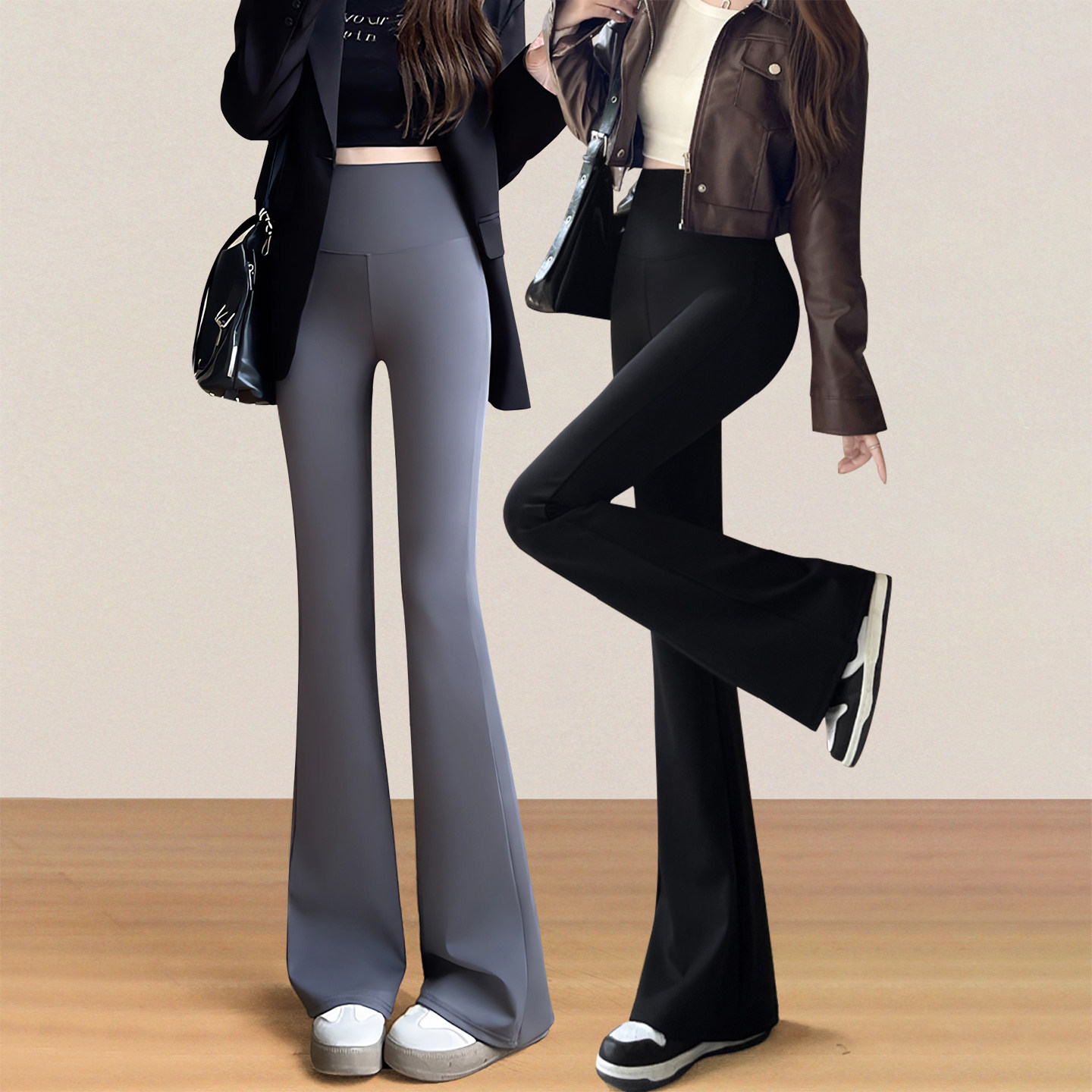 赵露思同款微喇瑜伽裤女外穿提臀收腹鲨鱼裤2026春秋高弹力喇叭裤