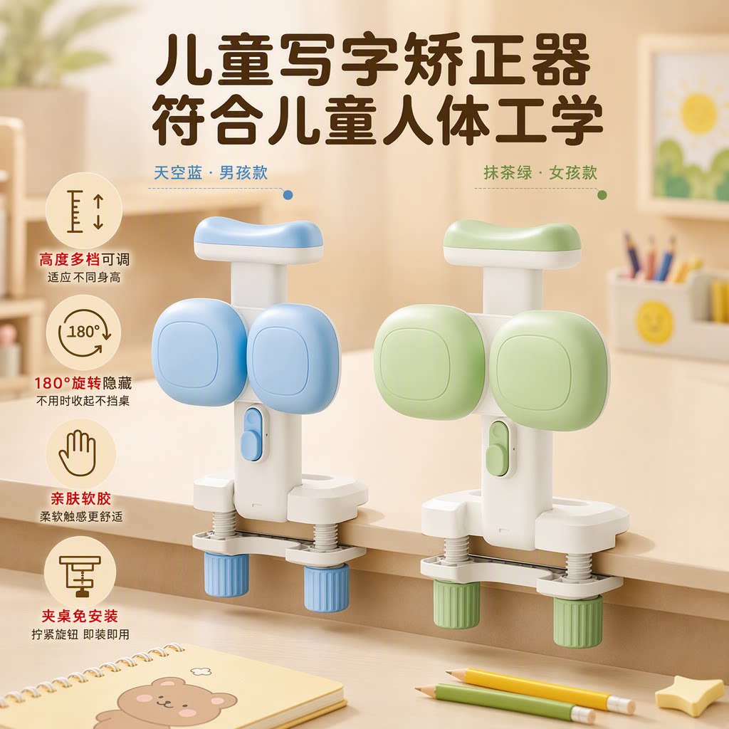 小学生坐姿矫正器儿童可托下巴写字姿势正姿纠正防低头视力保护器写作业书写矫正弯腰驼背护眼学习桌书桌支架