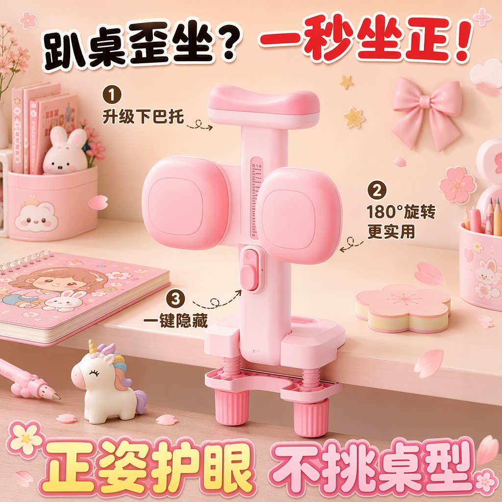 小学生坐姿矫正器儿童可托下巴写字姿势正姿纠正防低头视力保护器写作业书写矫正弯腰驼背护眼学习桌书桌支架