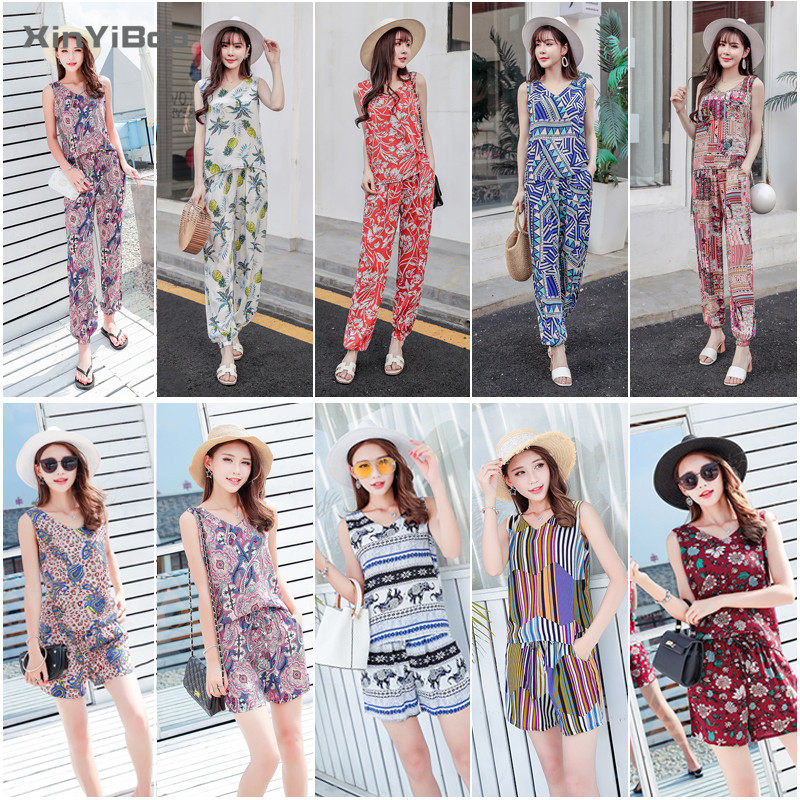 夏装两件套棉绸印花灯笼裤薄款海边度假沙滩裤长裤无袖背心套装女在类目 女装/女士精品, 套装/学生校服/工作制服, 时尚套装中 - 来自Buy2taobao.com提供专业的淘宝代购服务