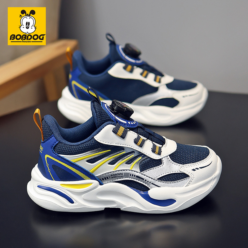 巴布豆男童运动鞋2025春秋新款男孩网面学生女童软底休闲鞋跑步鞋