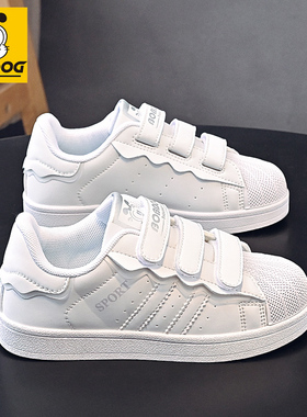 巴布豆儿童小白鞋2026春秋新款贝壳头男童软底轻便板鞋中大童鞋子