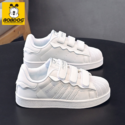 巴布豆儿童小白鞋2025春秋新款贝壳头男童软底轻便板鞋中大童鞋子