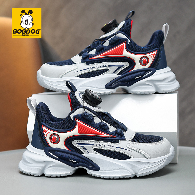 巴布豆2025春季新款童鞋男童双网透气童鞋防滑耐磨女童休闲运动鞋