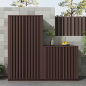 现代简约户外庭院铝合金储物柜防水防晒阳台收纳柜竖条纹装 饰柜