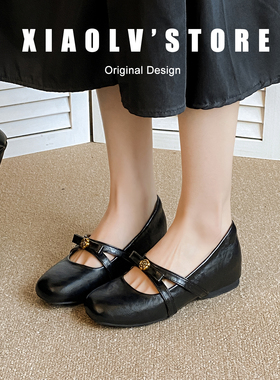 内增高3cm~复古山茶花玛丽珍鞋女2026新款小皮鞋蝴蝶结浅口单鞋41