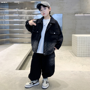 儿童装男童春装套装2026新款中大童春秋款衣服男孩酷帅牛仔春季潮