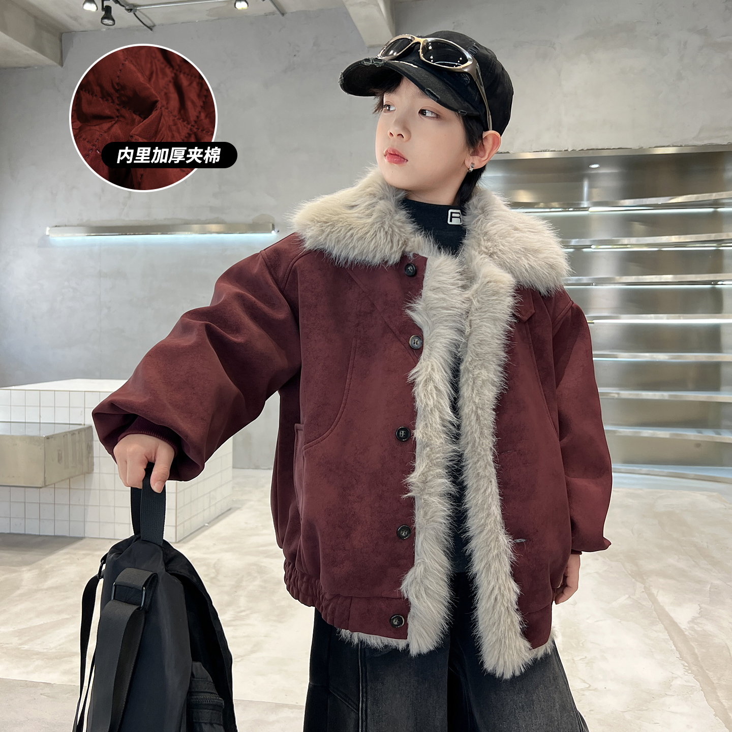 男童秋冬夹棉外套2025新款
