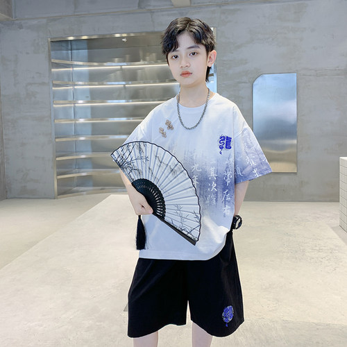 男童夏季汉服短袖套装2026新款