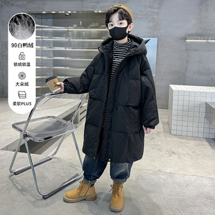 儿童装男童羽绒服冬装2065新款中长款大童冬季加厚白鸭绒外套男孩