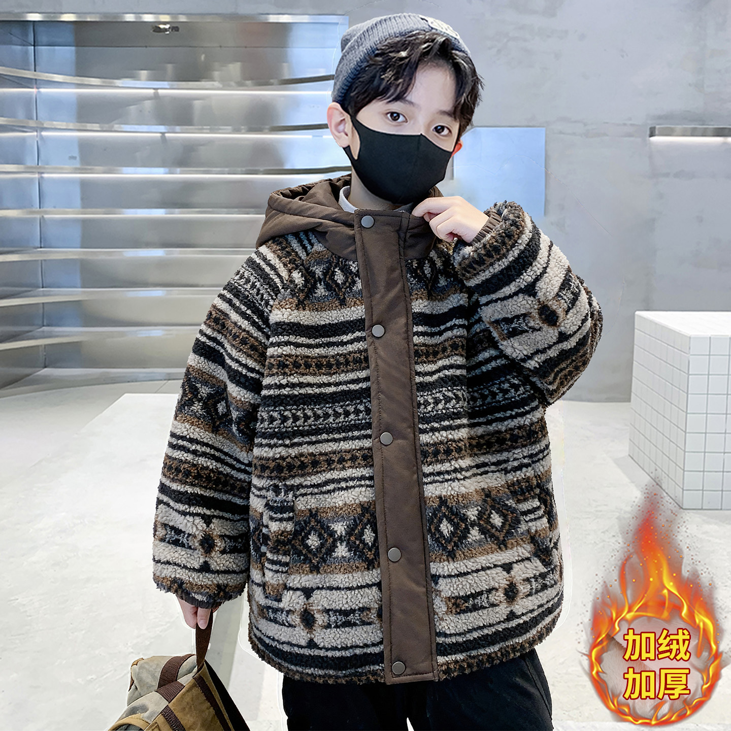 男童秋冬加绒毛毛衣2025新款
