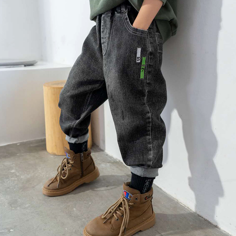 儿童装男童秋冬季裤子2022冬季新款男孩加绒加厚牛仔裤中大童冬款