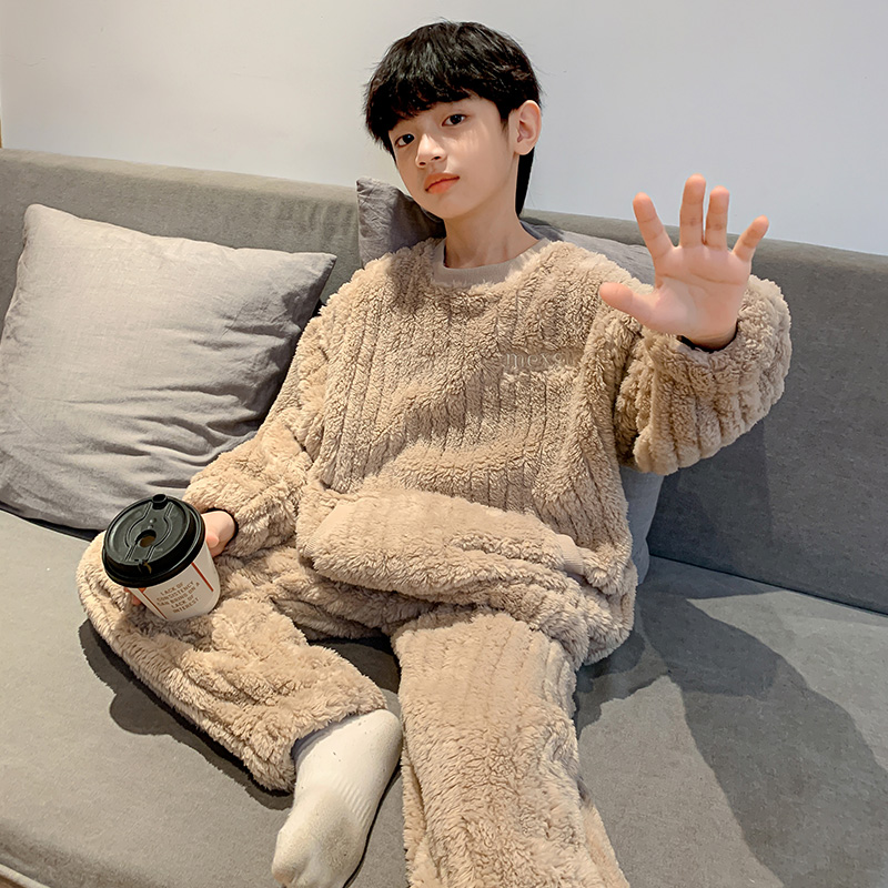 冬季男童家居服套装2024新款