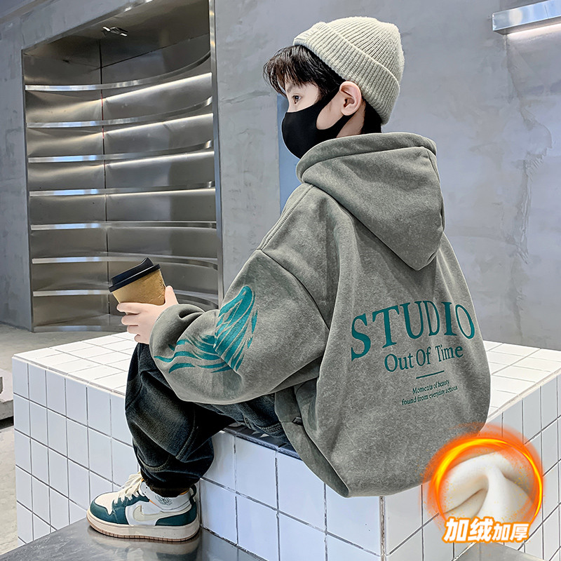 男童秋冬加绒卫衣2025新款