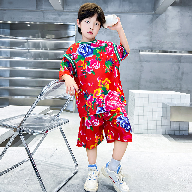儿童装男童夏装套装2025新款中大童夏款运动青少年夏季篮球服男孩