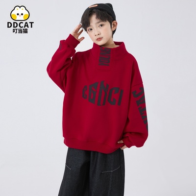 男童秋冬加绒卫衣2025新款