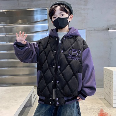 男童秋冬夹棉棒球服2025新款