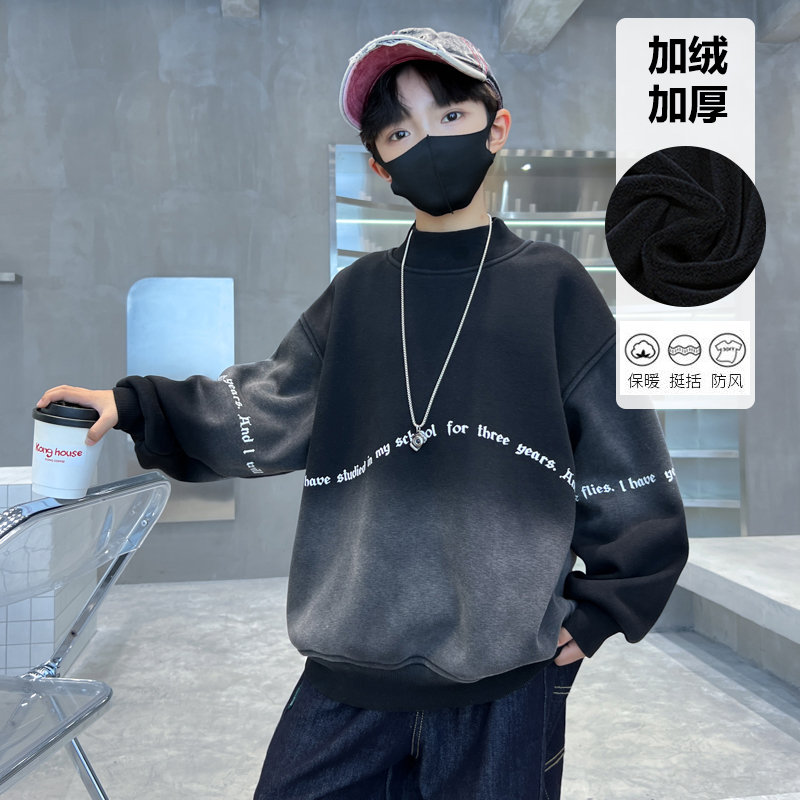 男童秋冬加绒卫衣2025新款