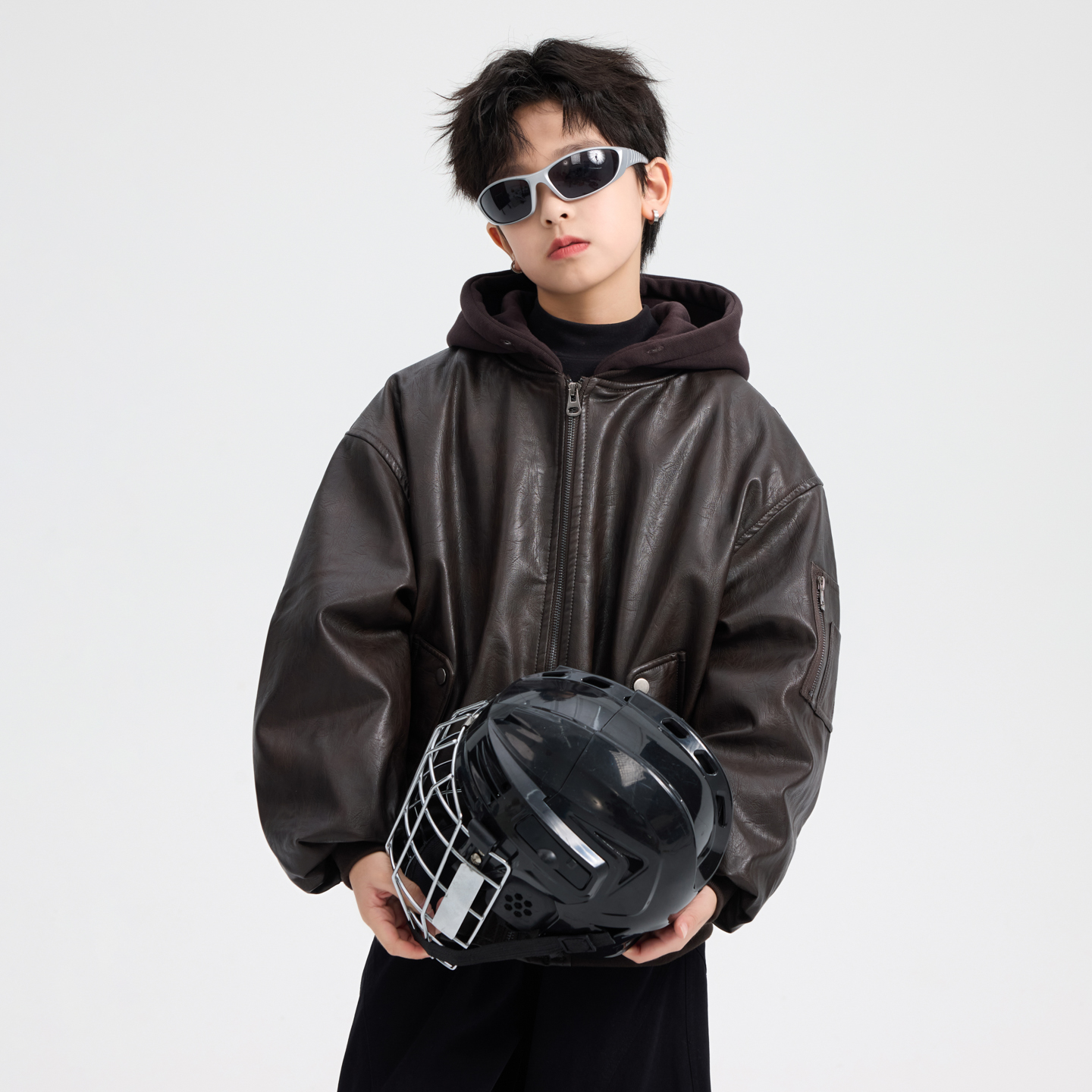 男童秋冬夹棉皮衣2025新款