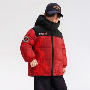 儿童装男童羽绒服冬装2026新款马年本命年男孩加厚年服红色中大童