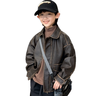 儿童装男童春装皮衣外套2026新款男孩中大童春秋款夹克衣服春季潮