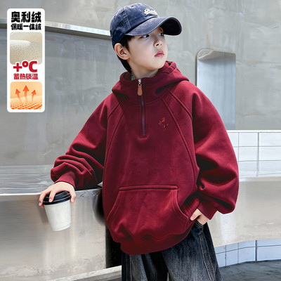 男童秋冬加绒卫衣2025新款