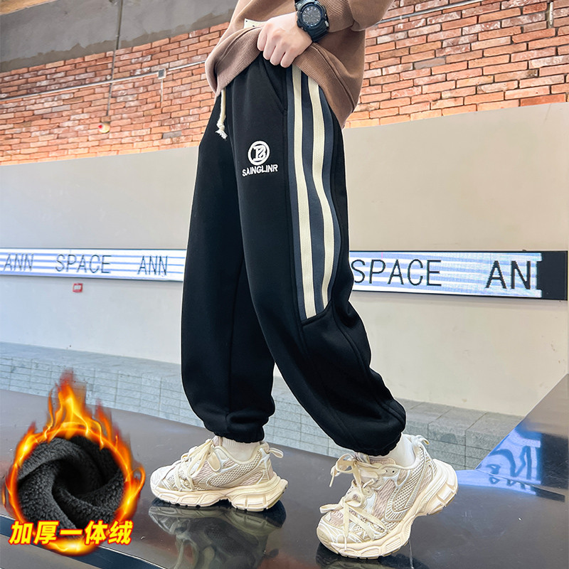 男童秋冬加绒休闲裤2025新款