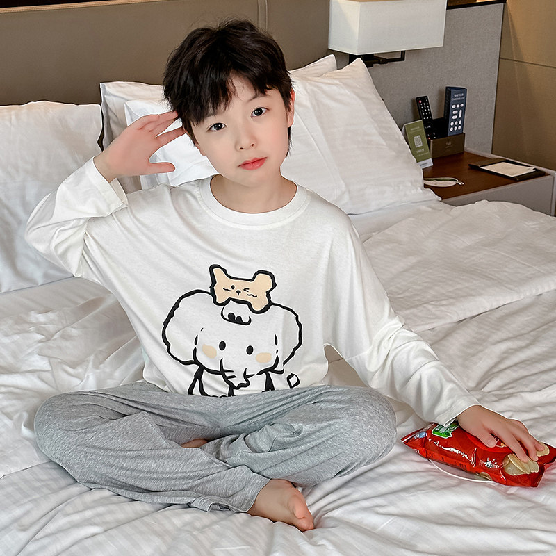 男童睡衣春秋款套装2026新款春季儿童家居服中大童春装男孩空调服