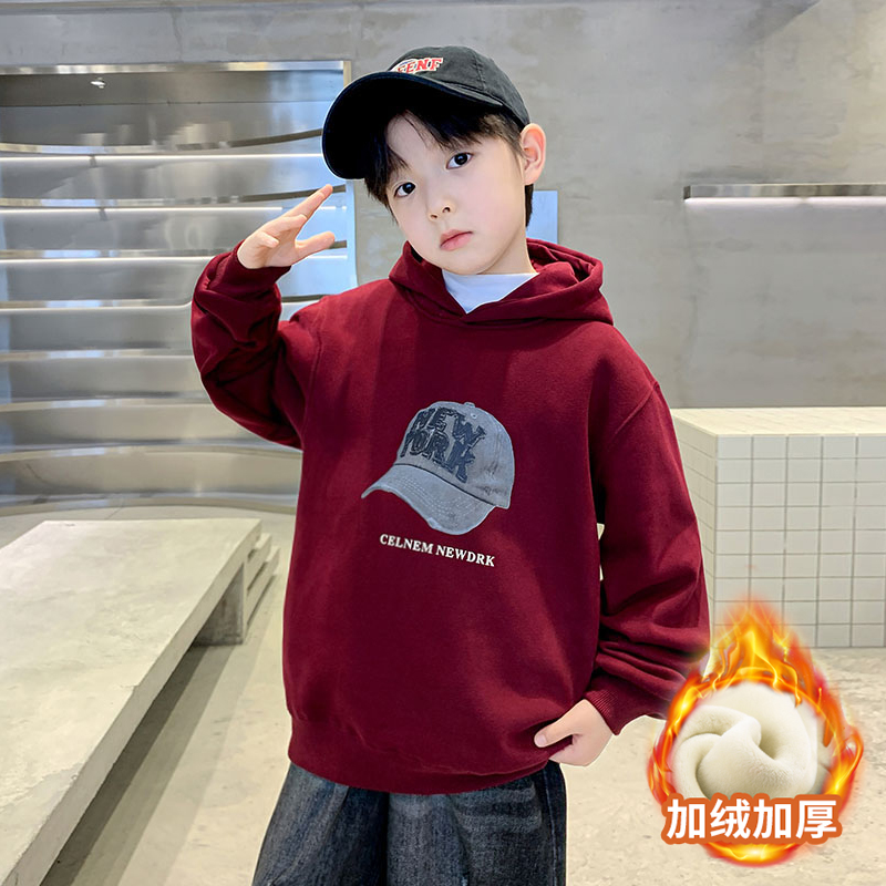 男童秋冬加绒卫衣2025新款