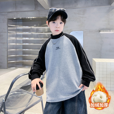 男童秋冬加绒打底衫2025新款