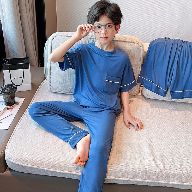 男童睡衣春秋款套装2026新款春季儿童家居服中大童男孩春装空调服
