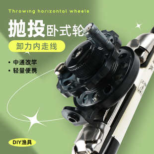 侧面进线改装渔轮中通配件中通杆前导眼自制手海竿渔轮冰钓轮