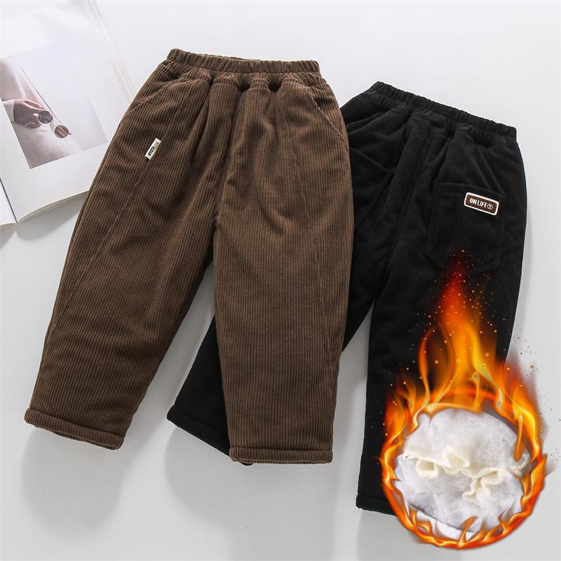 儿童加绒夹棉冬款裤子男童灯芯绒