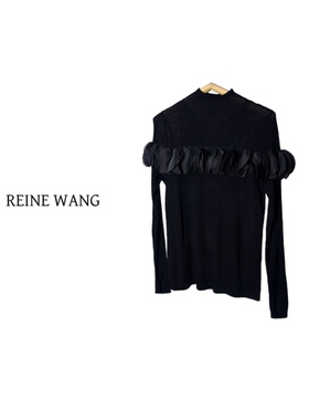 REINEWANG 网纱拼接露肩打底衫 针织衫