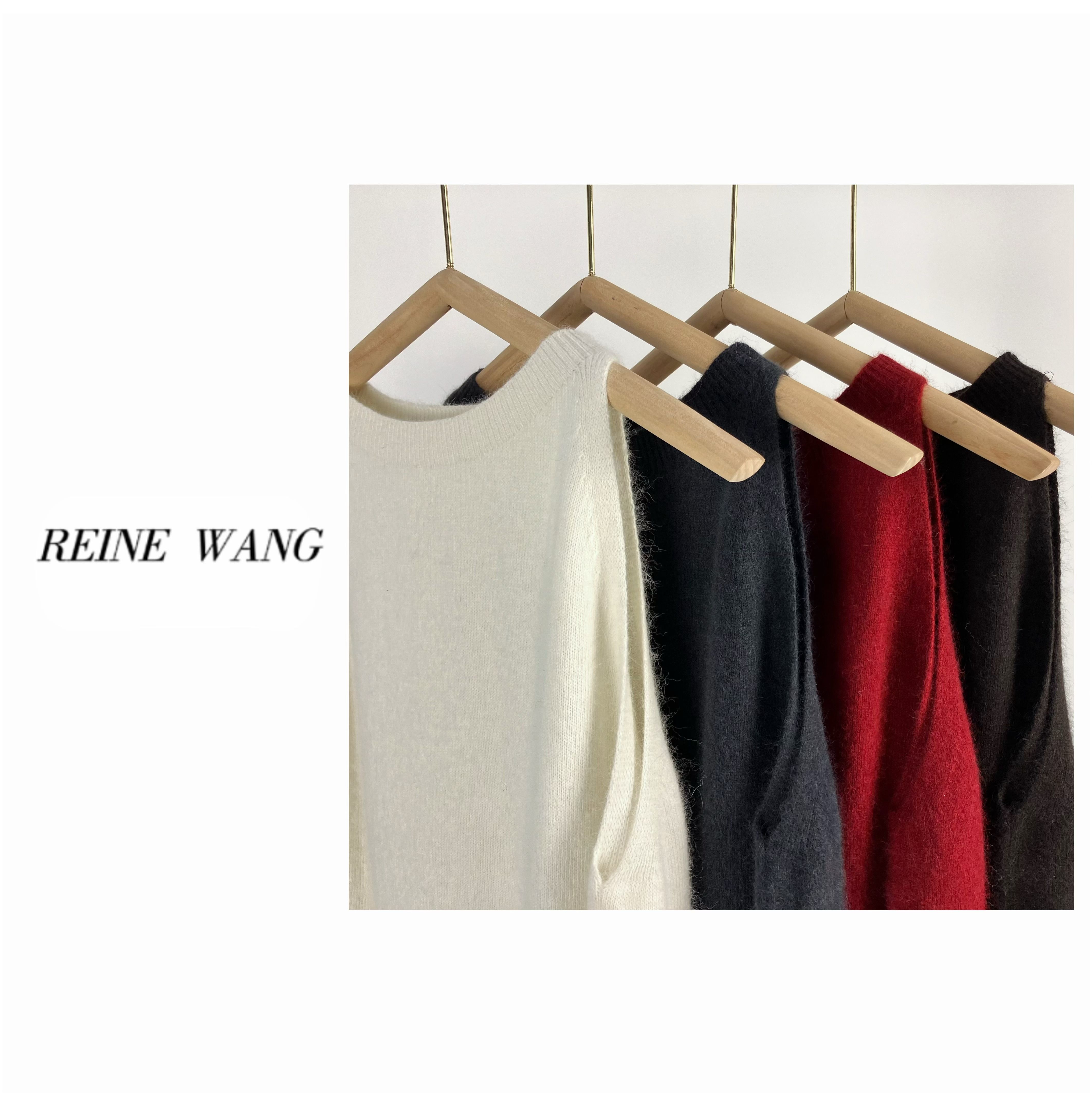 REINE WANG 秋冬新品 浣熊毛羊毛 针织无袖显瘦背心百搭单品