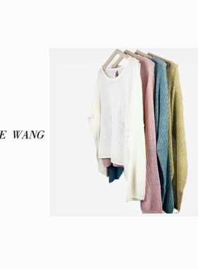REINE WANG 慵懒风宽松圆领套头针织衫