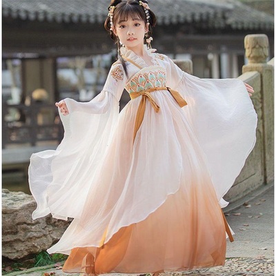女童汉服古装夏季超仙中大童连衣裙中国风儿童唐装古风襦裙春夏装