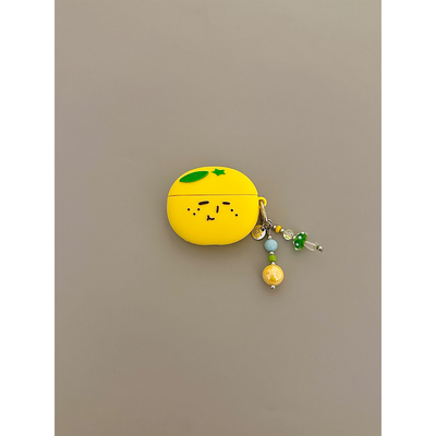 日系可爱yukio表情柠檬适用苹果无线蓝牙AirPodsPro耳机壳AirPods4代女款AirPods1/2软硅胶3代防摔Pro2代保护