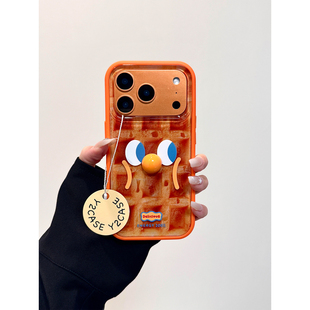 萌系可爱立体鼻子华夫饼适用iphone17promax手机壳苹果17Pro韩系15promax新款 16Pro硬 14Pro全包17防摔15女款