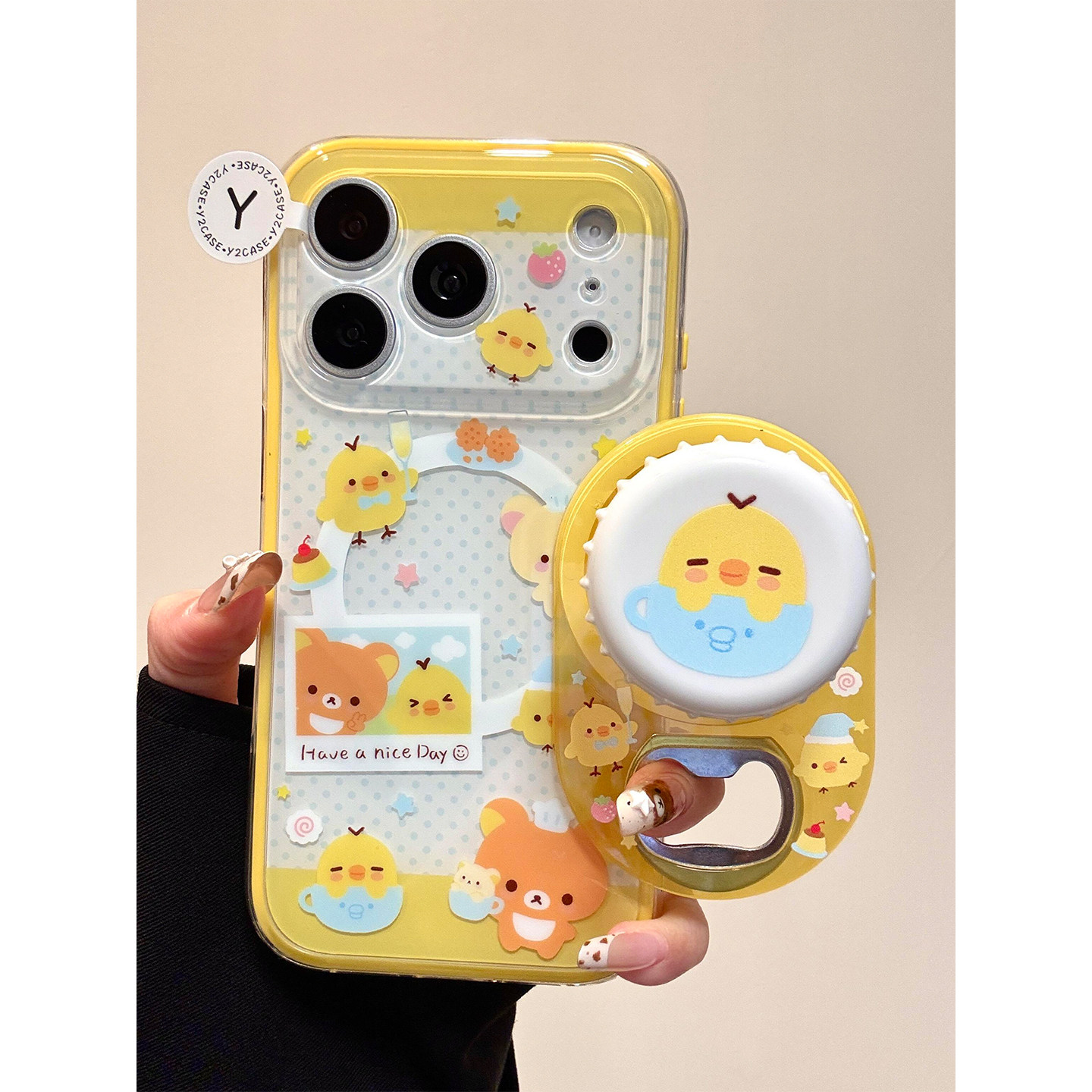 呆萌可爱鼻孔鸡开瓶器磁吸支架适用iPhone17promax手机壳硬壳苹果17新款16pro全包14防摔15pm女款17pro超好看