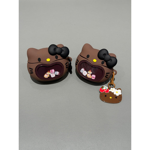 可爱黑皮大嘴巴摇摇乐Kitty猫适用AirPods4代耳机壳苹果蓝牙AirPodsPro三代软1/2/3代硅胶Pro2代女款Pro3代套