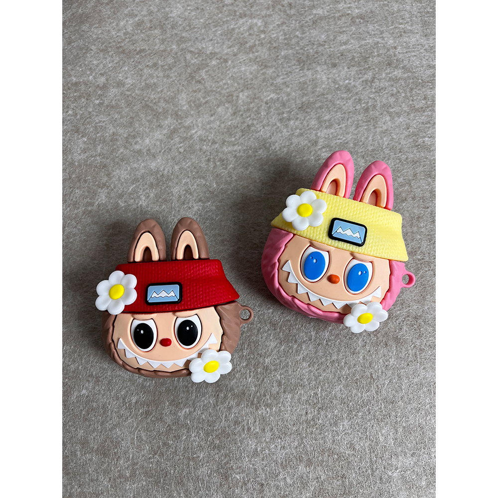 呆萌趣味卡通可爱花朵拉布布labubu适用苹果AirPods4代耳机壳AirPodsPro二代软AirPods1/2硅胶pro2保护套3代