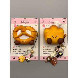 jellycat超萌趣味可爱碱水结厨师面包适用苹果AirPods4代耳机壳AirPodsPro二代软AirPods1/2/3硅胶pro2保护套