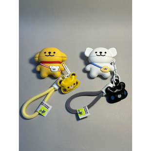 呆萌可爱趣味斜挎包线条小狗适用苹果AirPods4代耳机壳AirPodsPro二代软AirPods1/2硅胶pro2保护套3代情侣款