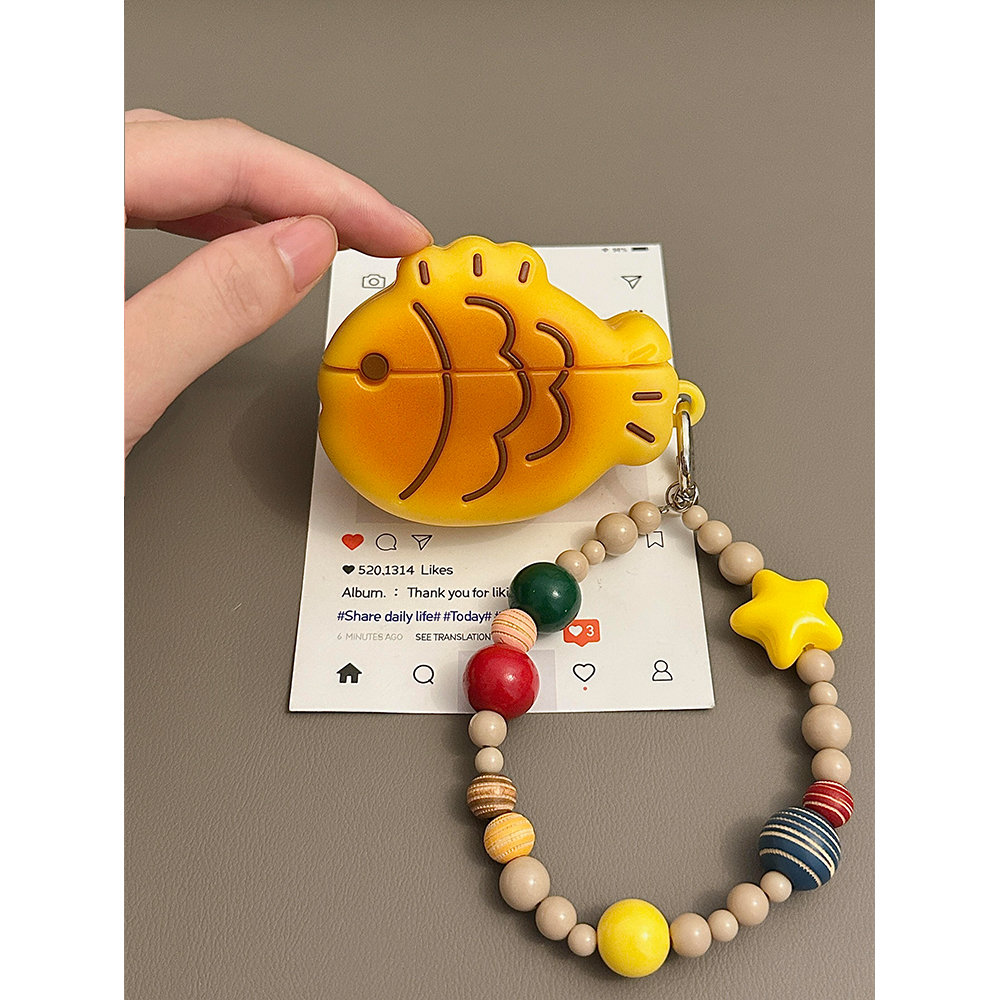 日系料理鲷鱼烧小鱼饼干适用苹果无线蓝牙AirPodsPro耳机壳AirPods4代软AirPods1/2硅胶AirPods3保护套Pro2代